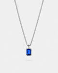 Sapphire pendant necklace, 2 carat, 925 silver — studio packshot on white