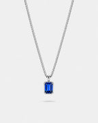 Sapphire pendant necklace, 2 carat, 925 silver — studio packshot on white