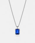 Sapphire pendant necklace, 3 carat, 925 silver — studio packshot on white