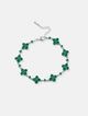 Bracelet Green stone + Platinum-plated