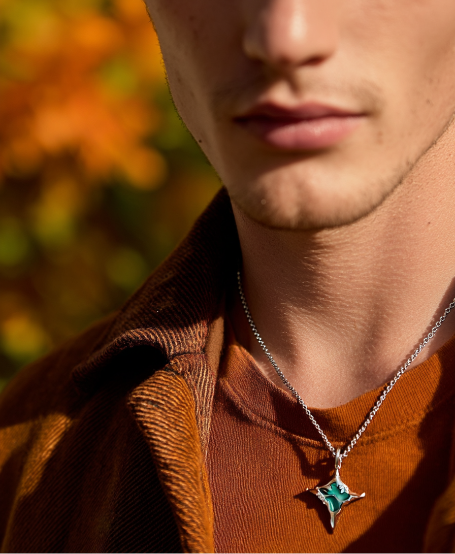 NecklacePlated alloy with deep blue crystal